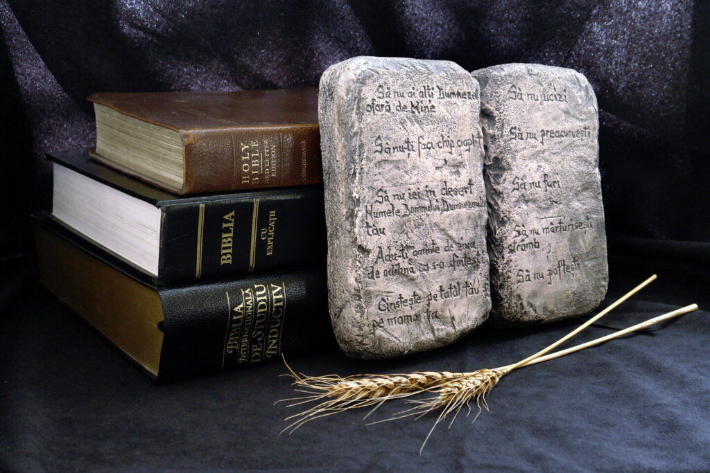 bible and stone tablet